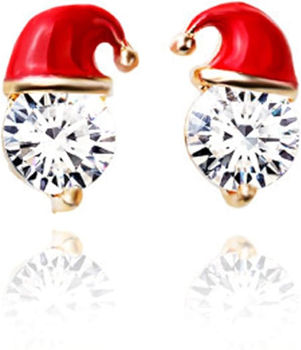 Crystal Bead Christmas Hat Santa Claus Stud Earring for Women Friend Party Holiday Xmas New Year ... | Amazon (US)