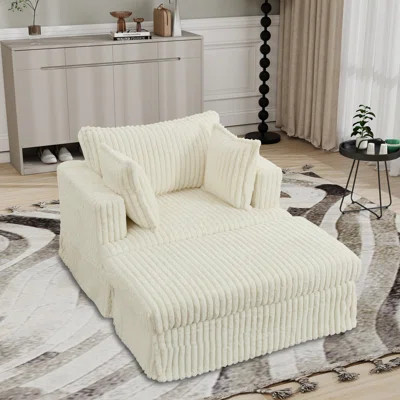 Oversized Corduroy Chaise Longue With Ottoman | Wayfair North America
