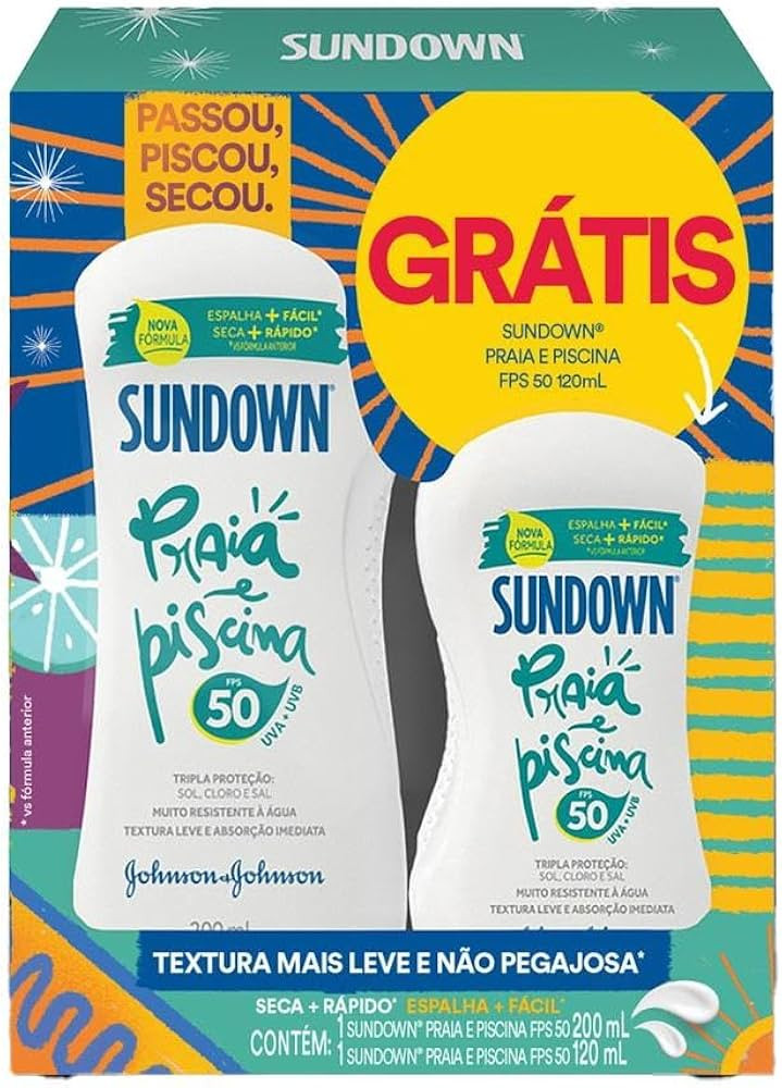 Protetor Solar Sundown FPS 50, 200ml +120ml | Amazon (BR)