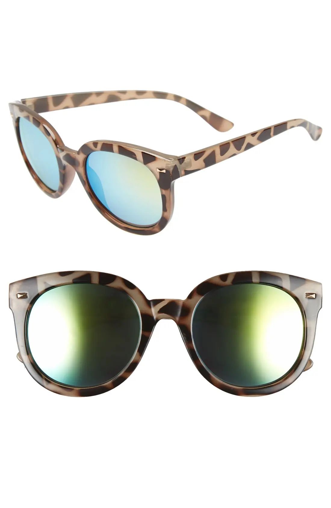 Junior Women's Bp. 52Mm Oversize Mirrored Sunglasses - Green/grey Tort | Nordstrom