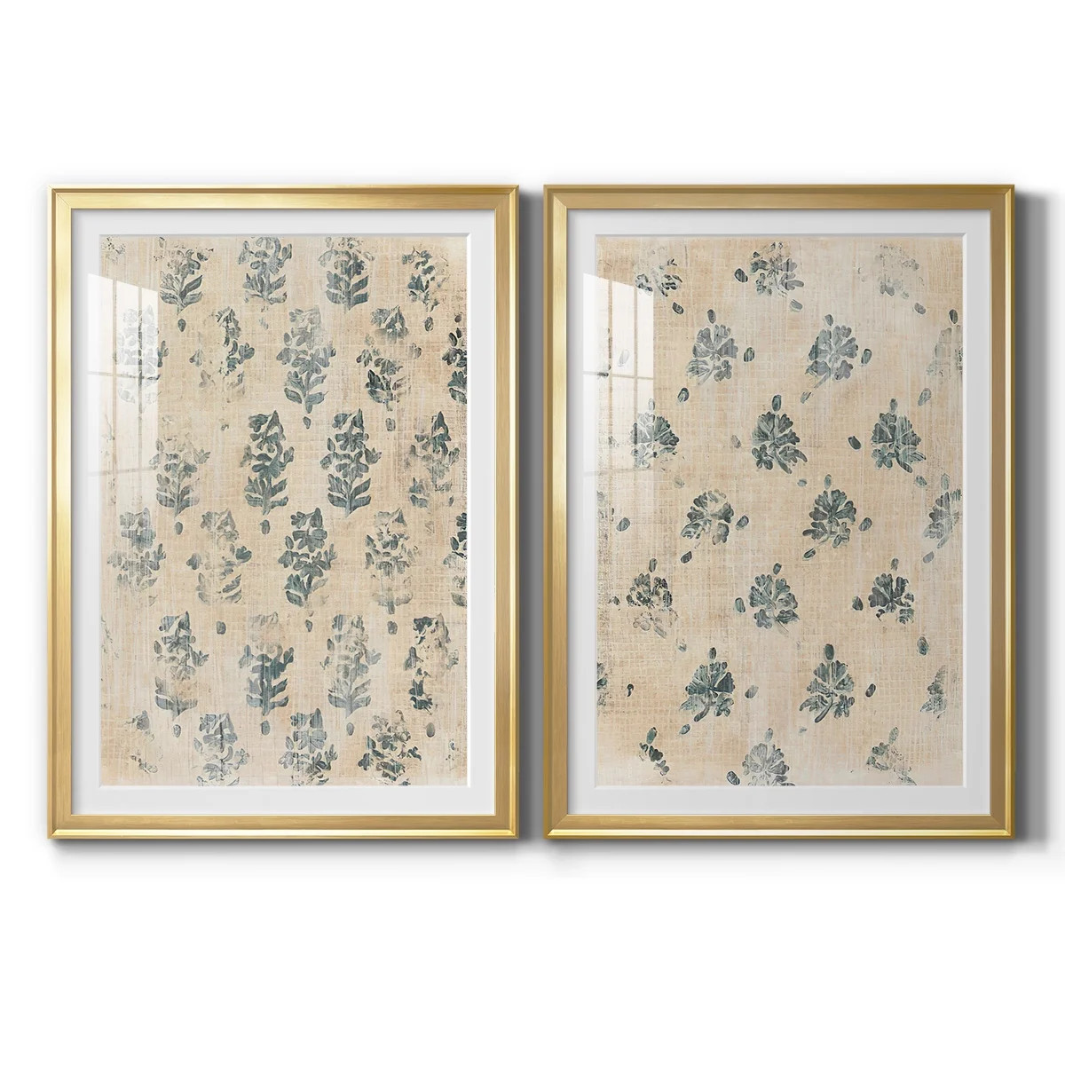 Wexford Home Vintage Blockprint I Premium Framed Print, 18.5" x 24.5" - Ready to Hang, Gold (Set ... | Walmart (US)