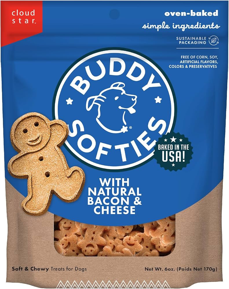 Buddy Biscuit Softies 6 oz Pouch, Soft & Chewy, Natural Bacon and Cheese Flavor Dog Treats, Oven ... | Amazon (US)