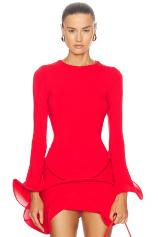 Sid Neigum Wave Sleeve Top in Red | FWRD 