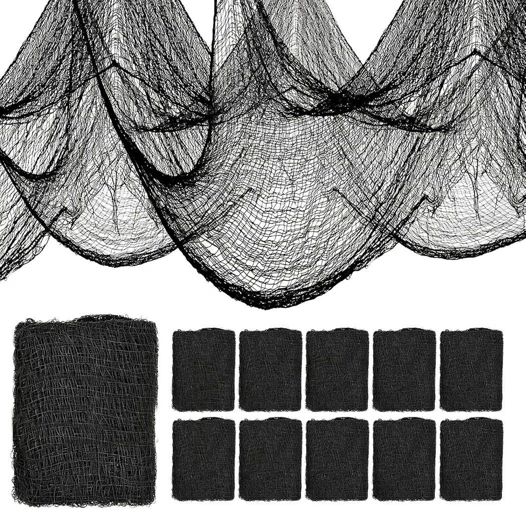 AROIC 9 Pack Halloween Decorations, 30 x 72 Inch Black Spooky Creepy Cloth | Amazon (US)