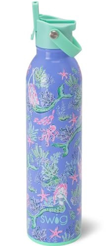 Swig Life 26oz Insulated Water Bottle, Travel Water Bottle with Straw and Lid, Cup Holder Friendly, Stainless Steel (Under the Sea) | Amazon (US)