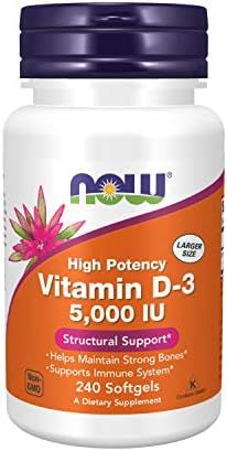 Now Supplements, Vitamin D-3 5,000 IU, High Potency, Structural Support*, 240 Softgels, (NF_0373) | Amazon (US)