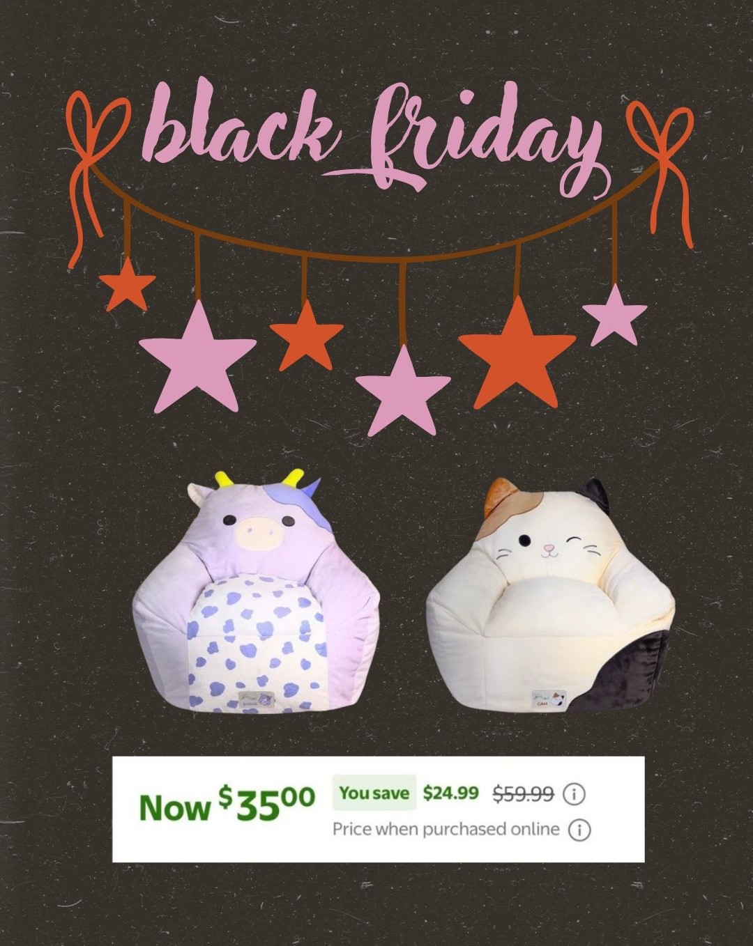 Black Friday deal! Squishmallow bean bags! These two styles down $25! #blackfriday #dealoftheday #salealert

#LTKCyberWeek #LTKKids #LTKGiftGuide