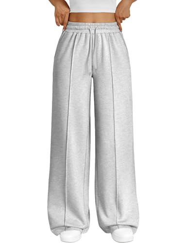 Trendy Queen Womens Wide Leg Sweatpants Baggy Loose Fall Barrel Casual Lounge Athletic Pants Comfy Teen Girl Cute y2k Joggers Grey XS | Amazon (US)