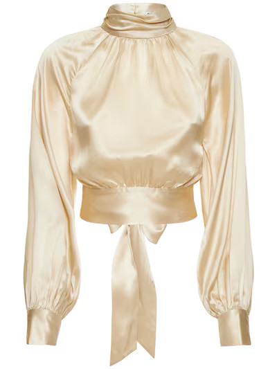 Julia silk satin top w/ open back | Luisaviaroma