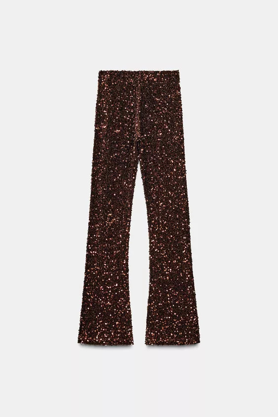 FLARE VELVET SEQUIN LEGGINGS | Zara US