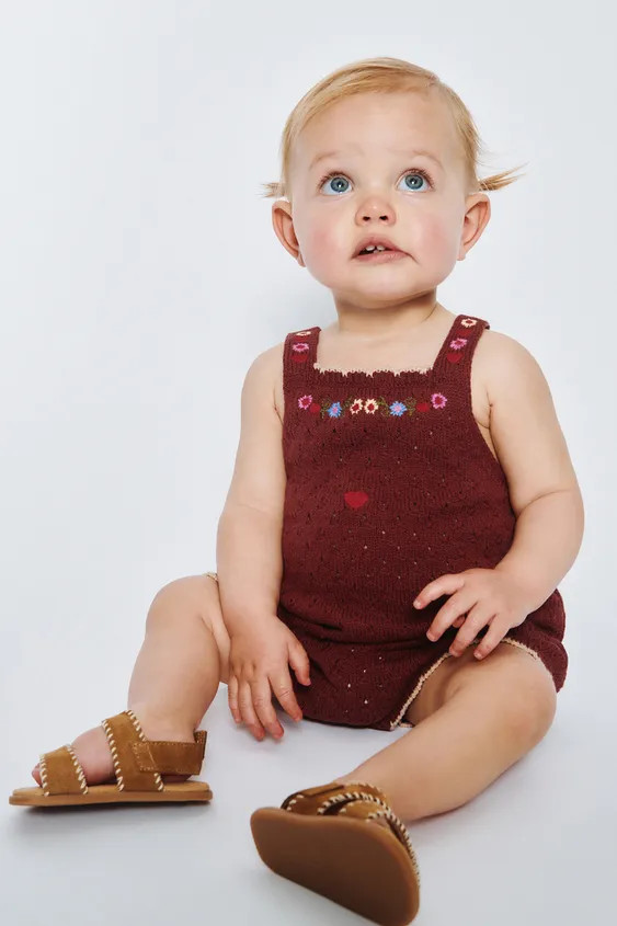 SISSEL EDELBO X ZARA KIDS EMBROIDERED KNIT ROMPER | Zara US