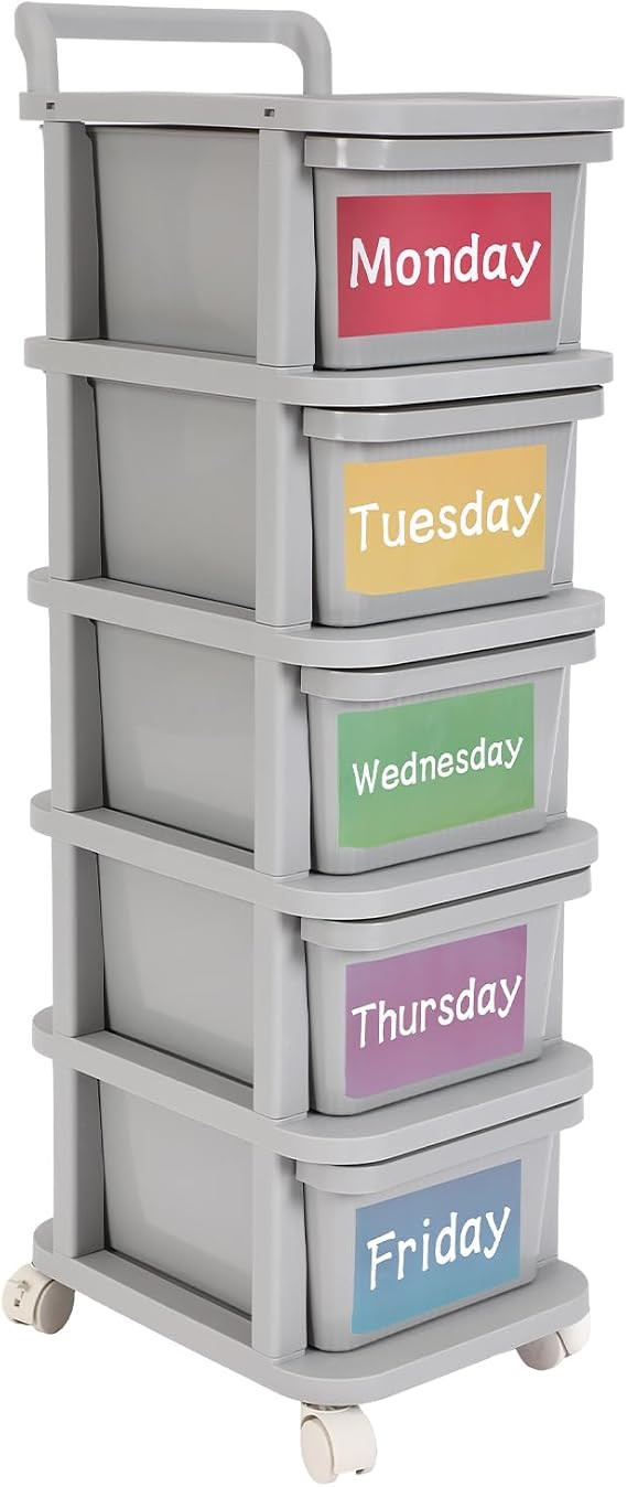 Wesiti 5 Shelf Weekly Clothes Organizer for Kids,Week,Grey | Amazon (US)