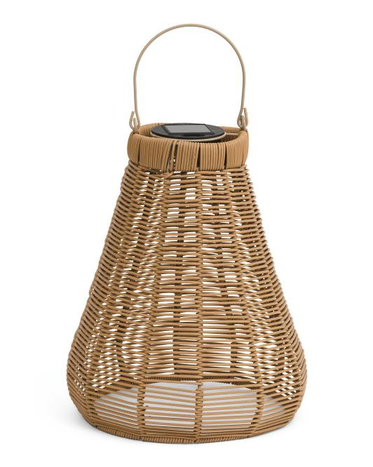 13in Solar Outdoor Rattan Basket Lantern | TJ Maxx