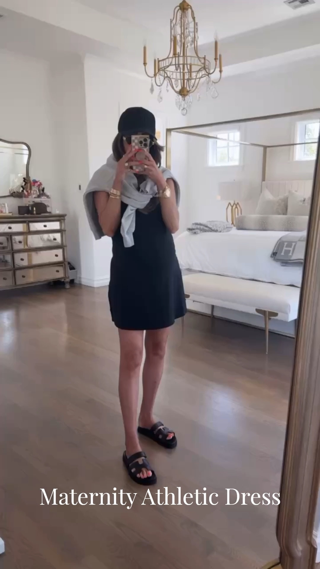 Wearing a size medium in this maternity tennis dress! These shoes look like hermes but are Steven Madden! 

Athletic outfit, Athletic dress, Spring dresses, Spring outfits, Spring outfits 2026, Black sandals, Spring sandals, Emily Ann Gemma 

#LTKBump #LTKootd #LTKActive