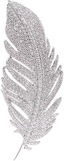 Rhinestone Feather Brooches Pin for Women Men Fashion Crystal Delicate Leaf Brooch Lapel Pins Ele... | Amazon (US)