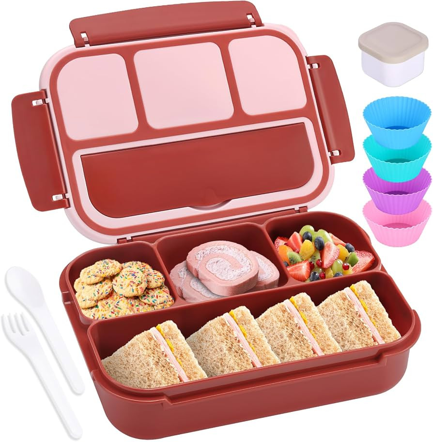 shell and turtle Bento Box Adult Lunch Box, Lunch Containers for Kids Girls Boys with 4 Compartme... | Amazon (US)