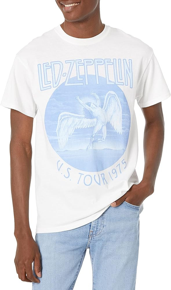 Amazon.com: Led Zeppelin mens Led Zeppelin Us Tour 1975 White T-shirt T Shirt, White, Large US : ... | Amazon (US)