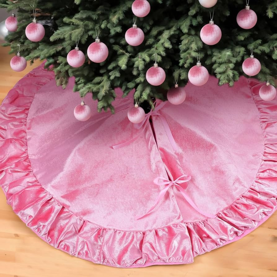 Ruffled 36 Inch Velvet Christmas Tree Skirt Fit, Plush Christmas Tree Skirt, Vintage Xmas Decorat... | Amazon (US)