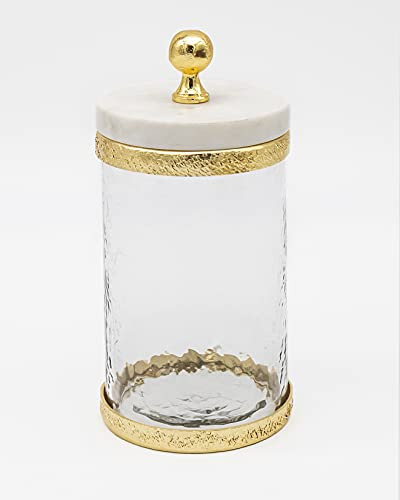 Godinger Canister Storage Container, Glass Storage Canister, Marble with Gold Band - 4x6 | Amazon (US)