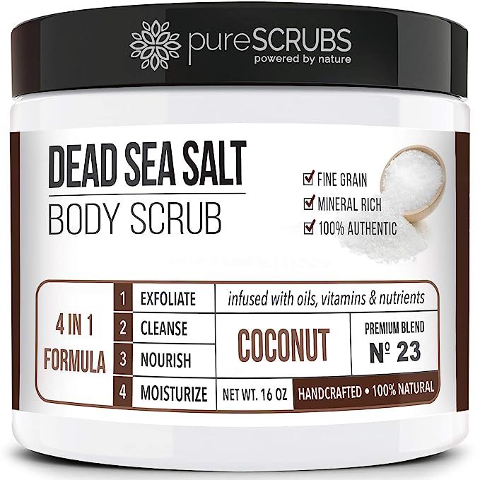 pureSCRUBS Premium Organic Body Scrub Set - Large 16oz COCONUT BODY SCRUB - Dead Sea Salt Infused... | Amazon (US)