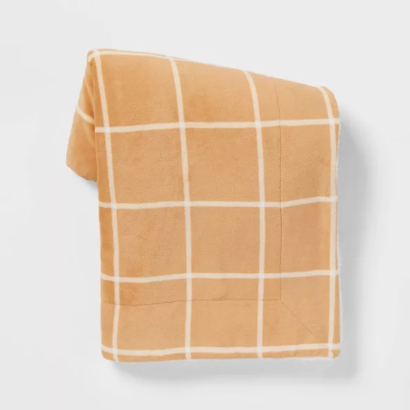Windowpane Printed Plush Throw Blanket with Sherpa Reverse - Threshold™ | Target