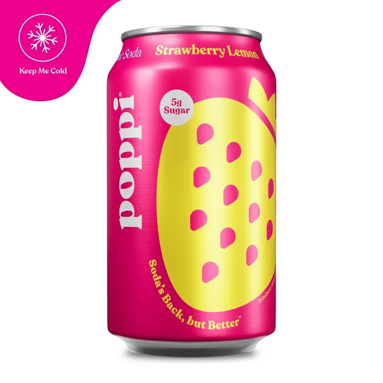 poppi Strawberry Lemon Prebiotic Soda Cold, 12 fl oz Can, Single Can | Walmart (US)