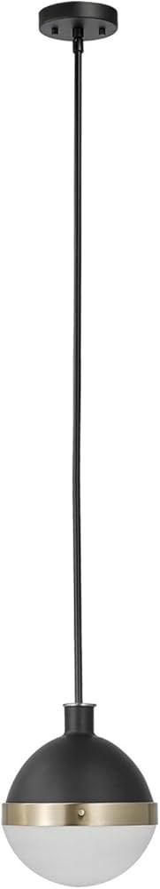 Globe Electric 65773 1-Light Pendant, Black, Matte Finish, Brass Accents, Half Opal Glass Shade, ... | Amazon (CA)