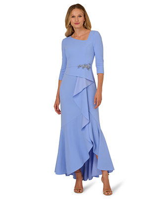 Adrianna Papell Women's Asymmetrical Bead Crepe Gown - Macy's | Macy's