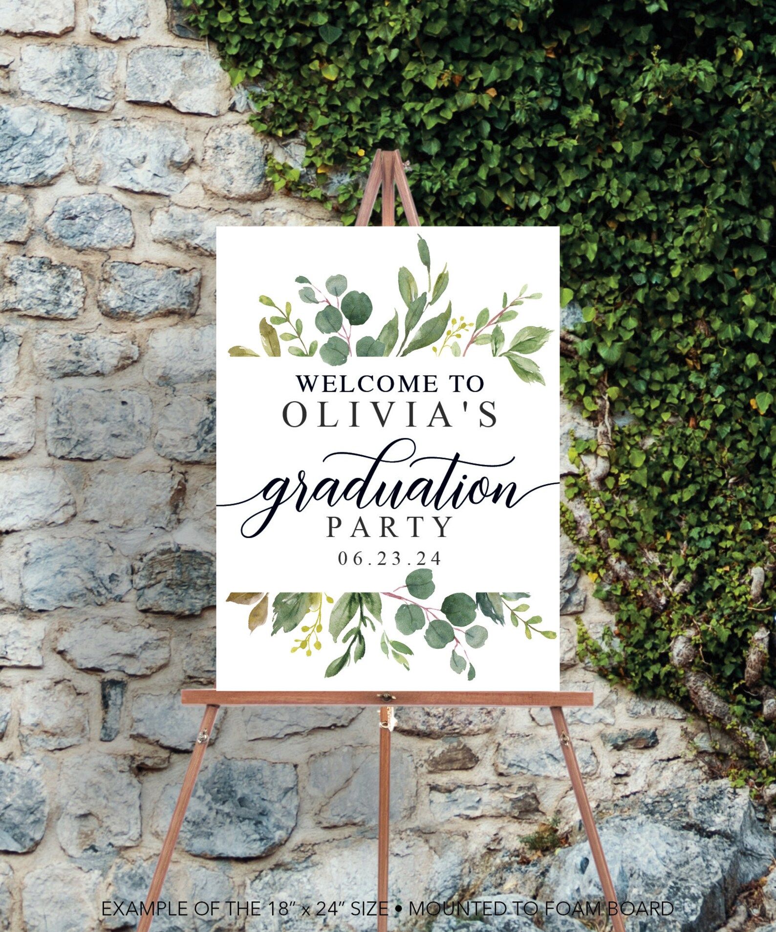 Editable Graduation Party Welcome Sign  Greenery Welcome  | Etsy | Etsy (US)