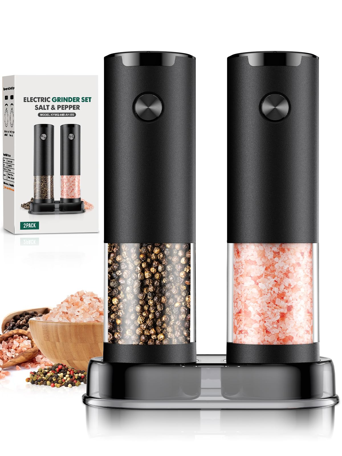 Electric Salt and Pepper Grinder Set Automatic Battery Pepper Mill Shakers Adjustable Coarseness ... | Amazon (US)