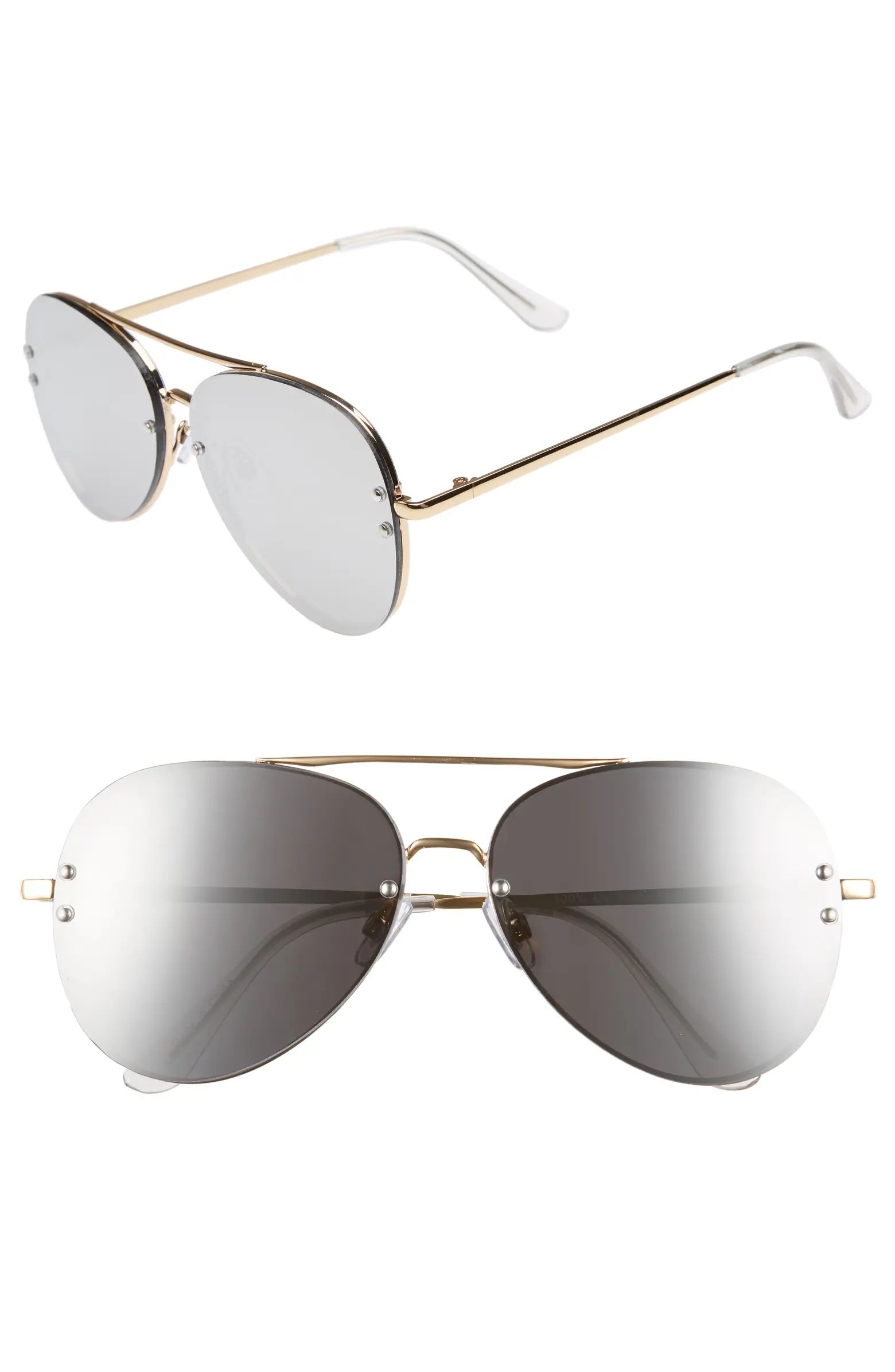 60mm Oversize Mirrored Aviator Sunglasses | Nordstrom