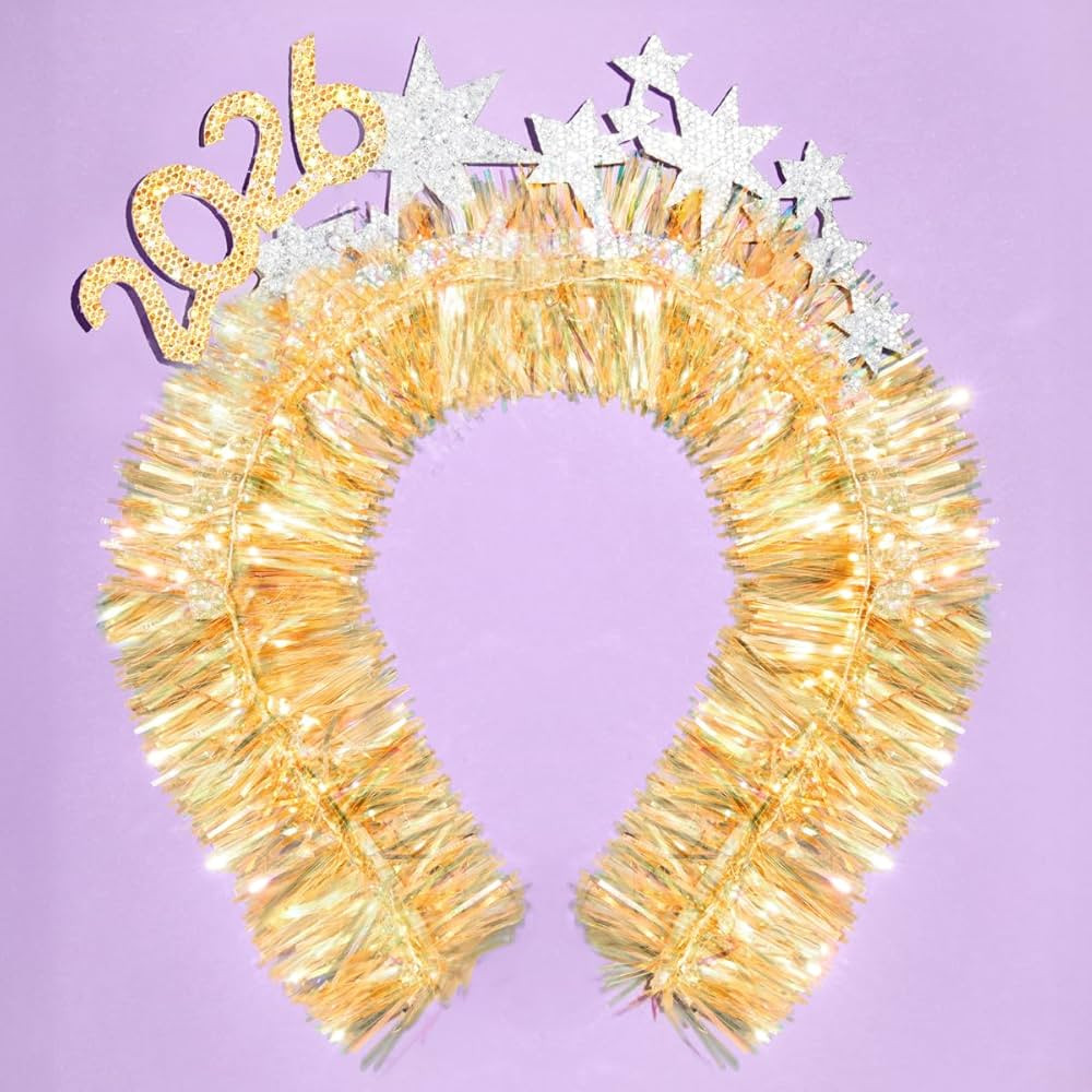 xo, Fetti NYE 2026 Headband | Gold Glitter, Silver Stars, New Years Eve Party Accessories, Photo ... | Amazon (US)