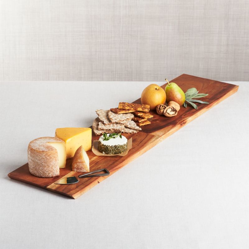 Carson Acacia Wood Serving Board Cheese Board Platter 36" + Reviews | Crate & Barrel | Crate & Barrel