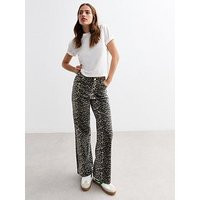New Look Leopard Wide Leg Jeans - Brown | Very (UK)