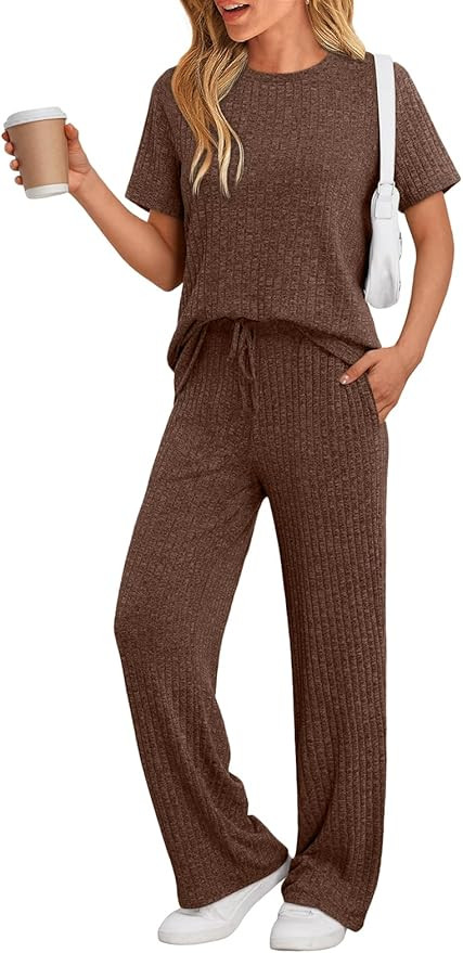 Lounge Sets for Women 2 Piece Matching Summer Travel Outfits Spring Sets Cute Casual Pajamas 2026... | Amazon (US)