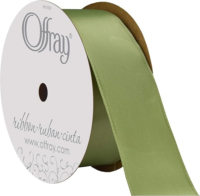 Offray Berwick 1.5" Single Face Satin Ribbon, Spring Moss Green, 25 Yds | Amazon (US)