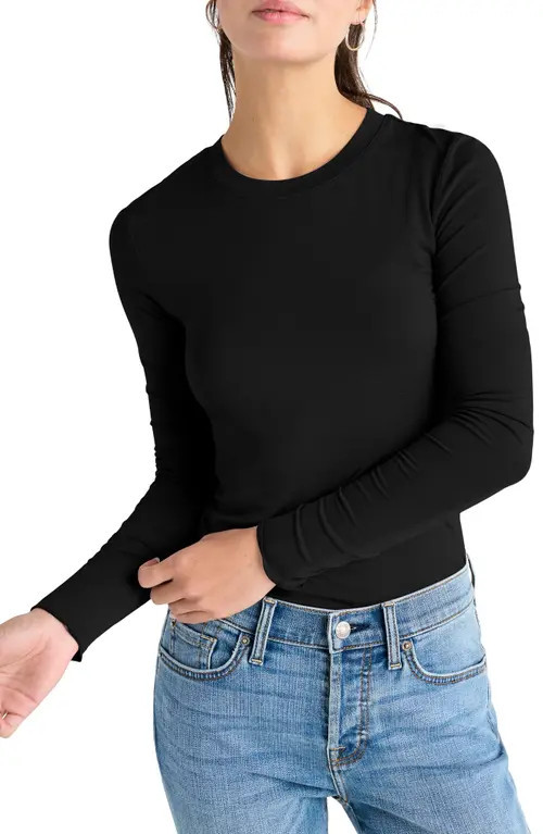 Splendid Long Sleeve Crewneck T-Shirt in Black at Nordstrom, Size X-Large | Nordstrom
