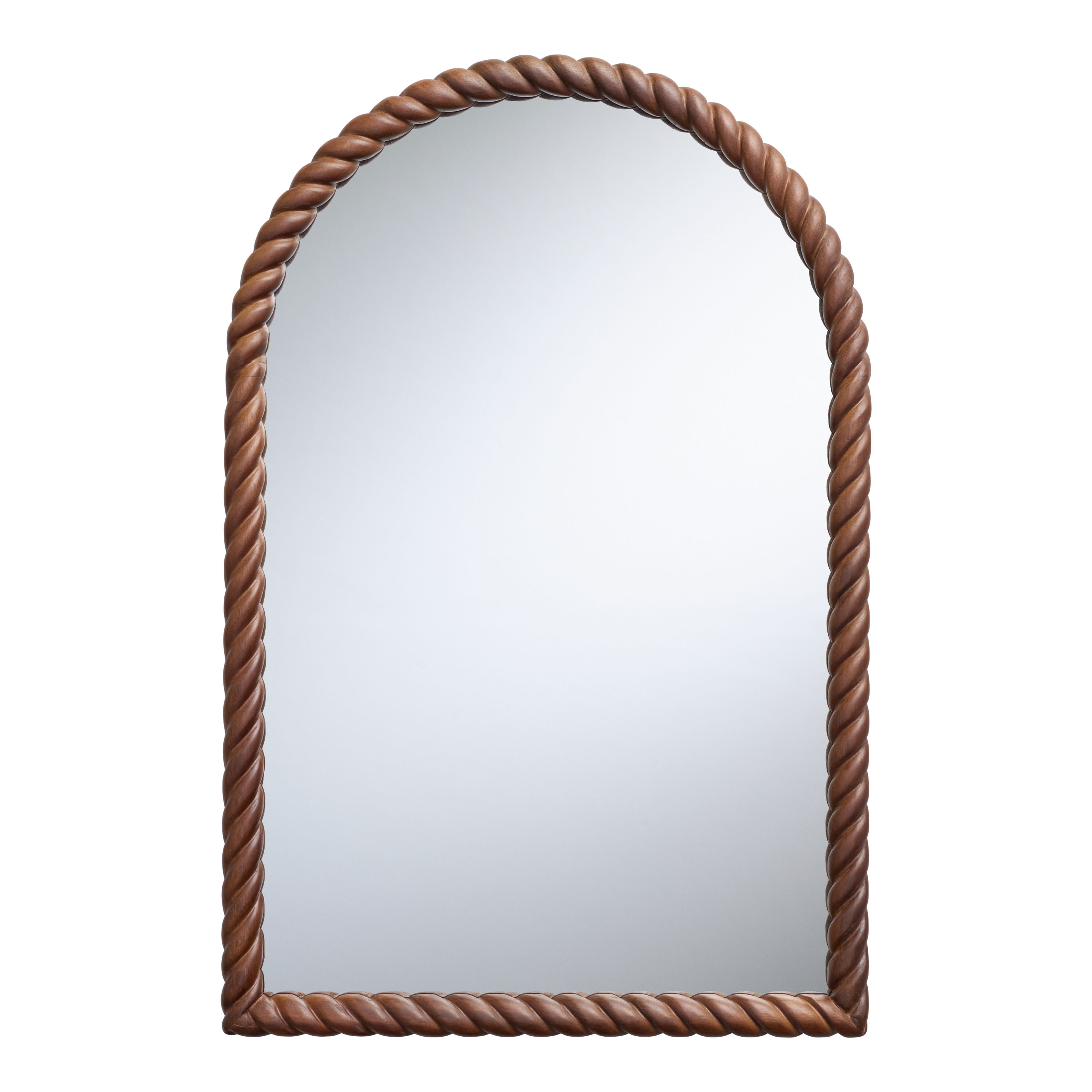Dark Brown Mango Wood Twisted Arch Wall Mirror | World Market