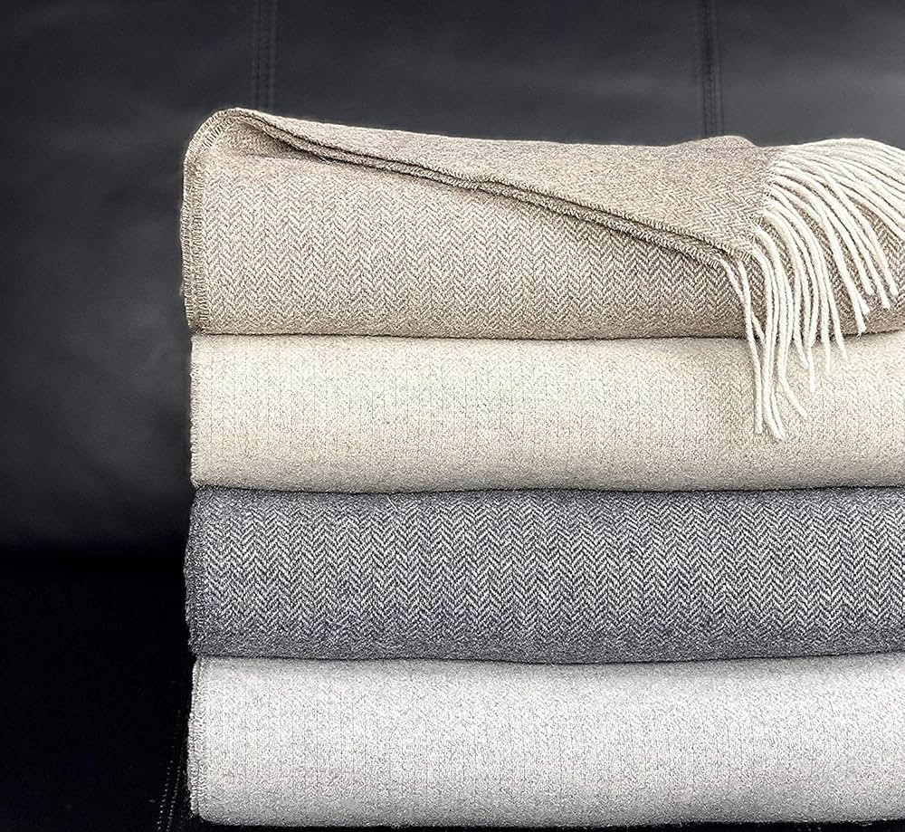 Eikei Wool Throw Blanket Geo Herringbone Pattern Oversized Couch Throw Blanket Fringe Trim Soft M... | Amazon (US)
