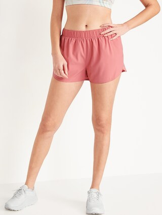 Mid-Rise StretchTech Dolphin-Hem Run Shorts for Women -- 3-inch inseam | Old Navy (US)