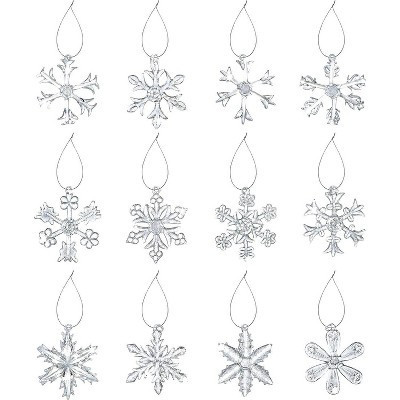 4E's Novelty 12 Pack Glass Snowflake Ornaments - Handcrafted Clear Icy Christmas Decorations, Sparkling Glass Ornaments for Your Christmas Tree. | Target