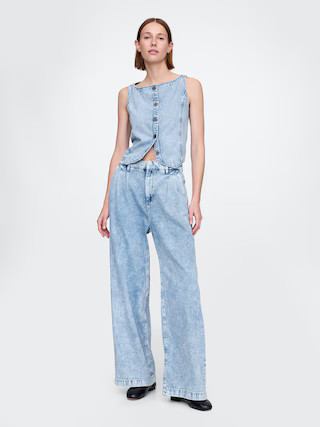 365 High Rise UltraSoft Pleated Denim Trousers | Gap (US)