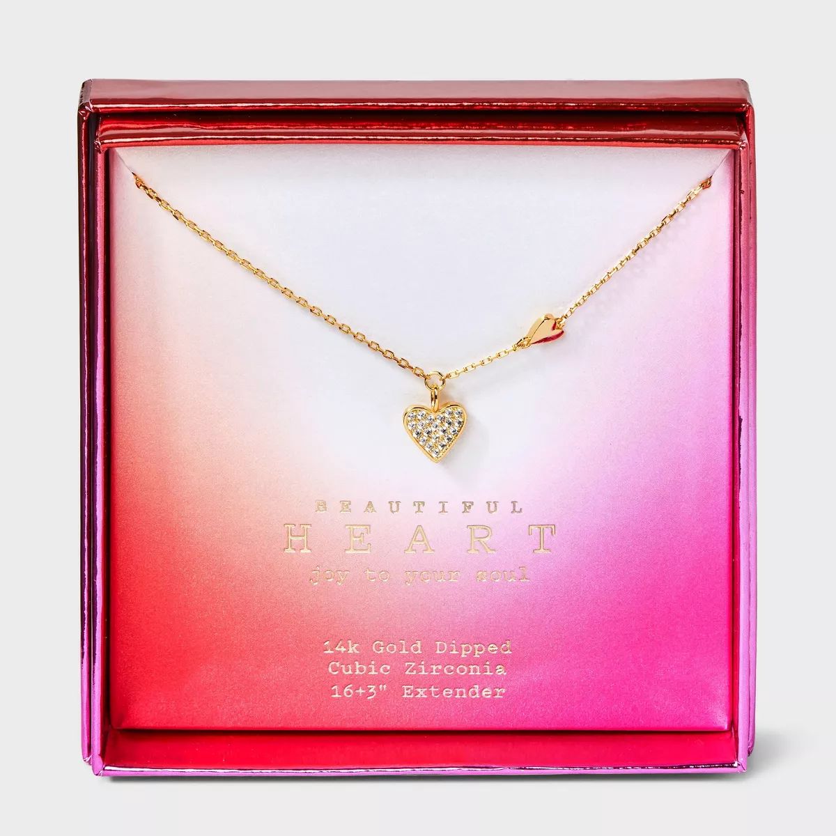 14K Gold Dipped Cubic Zirconia Double Heart Pendant Necklace- A New Day™ Gold | Target