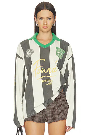 Striped Sport Ls Jersey in Faded Black & Off-white | Revolve Clothing (Global)