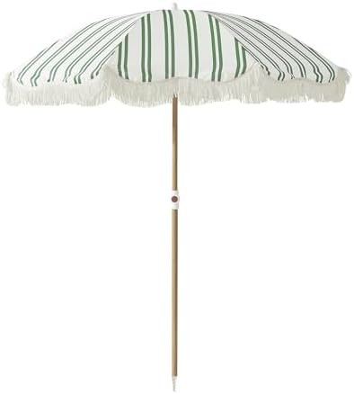 6FT Stripe Fringe Beach Umbrella for Sand with Sand Anchor, UPF 50+ Sun Shade with Tassels, Adjus... | Amazon (US)