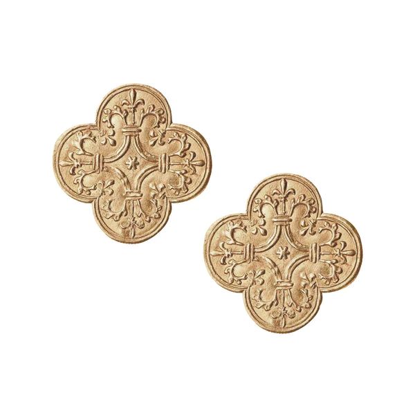 CANVAS Style x MaryCatherineStudio French Quatrefoil Stud Earrings in Worn Gold | CANVAS