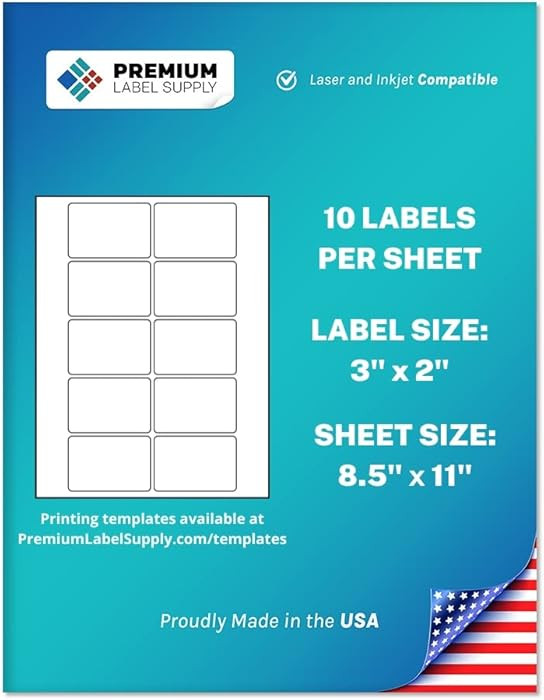 Premium Label Supply White Sticker Product/Shipping Labels – 3" x 2" – Laser/Inkjet Compatibl... | Amazon (US)
