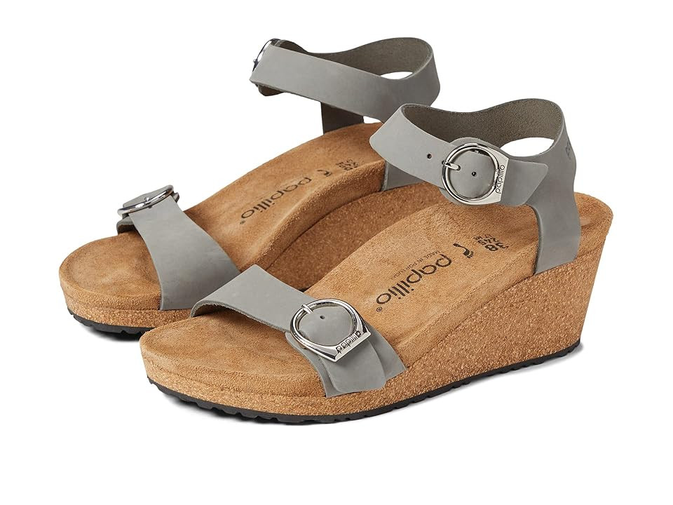 Birkenstock Papillio by Birkenstock Soley Wedge Sandal - Nubuck Women's Shoes Dove Gray Nubuck : EU 42 (US Women's 11-11.5) Narrow, Suede | Zappos