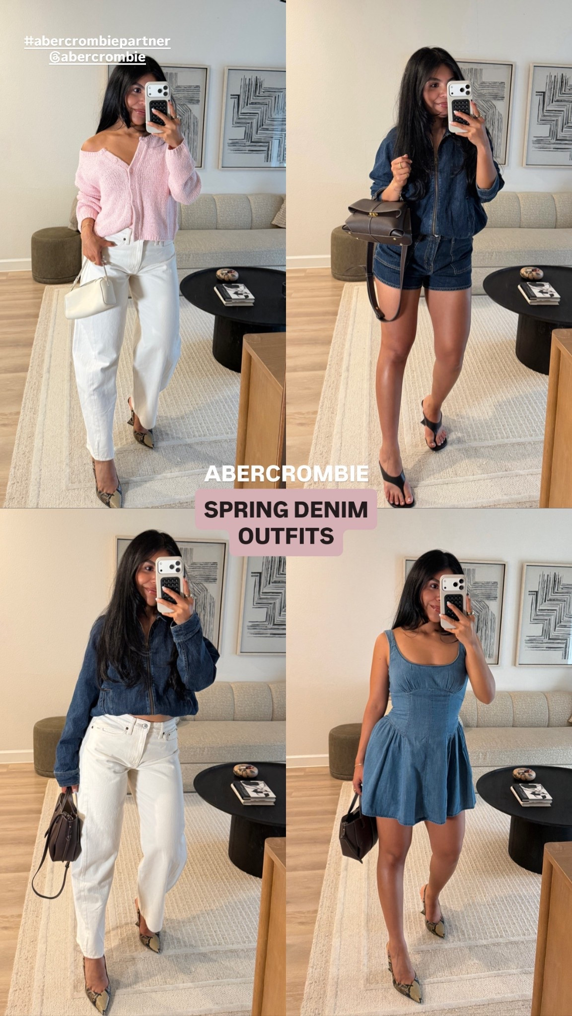 #abercrombiepartner spring denim outfits from @abercrombie 🧵🏹 #liketkit @shop.ltk

Sizing:
Sweater XS
Jacket S
Denim shorts + jeans 27
Dress XS Petite!!
