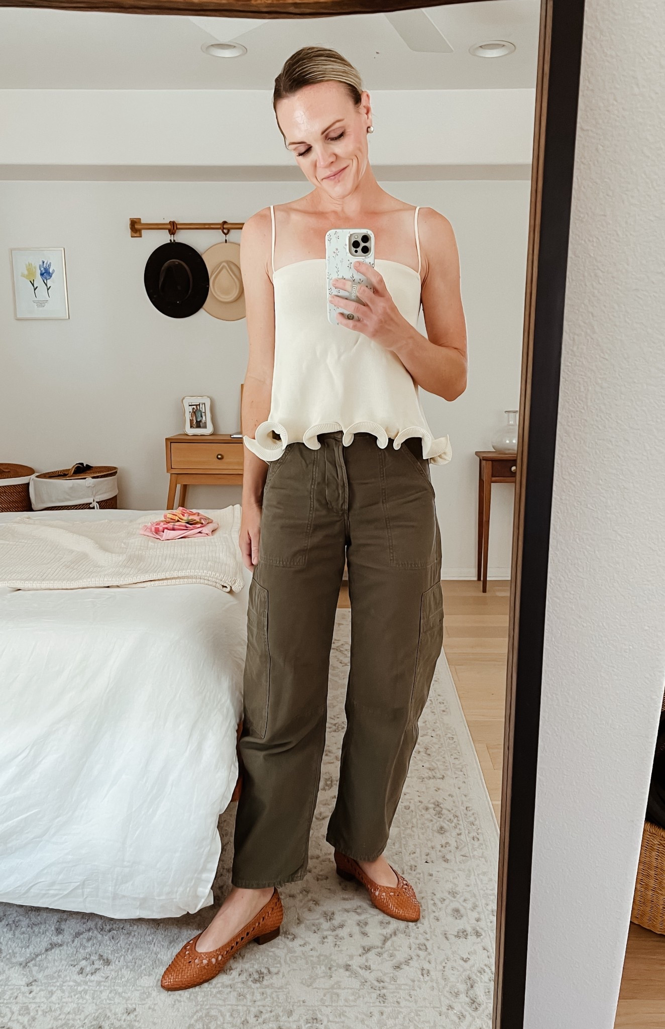 Sunday brunch outfit 
Tank runs TTS, wearing a small
Pants run big, size down, wearing a 24
Flats come in whole sizes, so size up 1/2 size if you’re in between 

#LTKSeasonal #LTKOver40